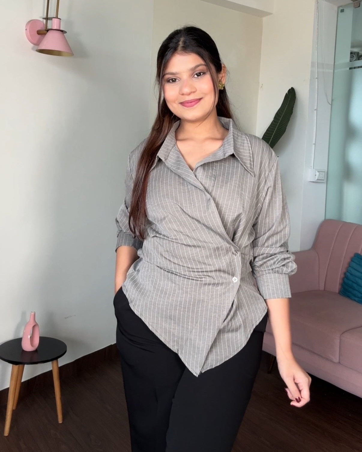 Striped Wrap Up Shirt