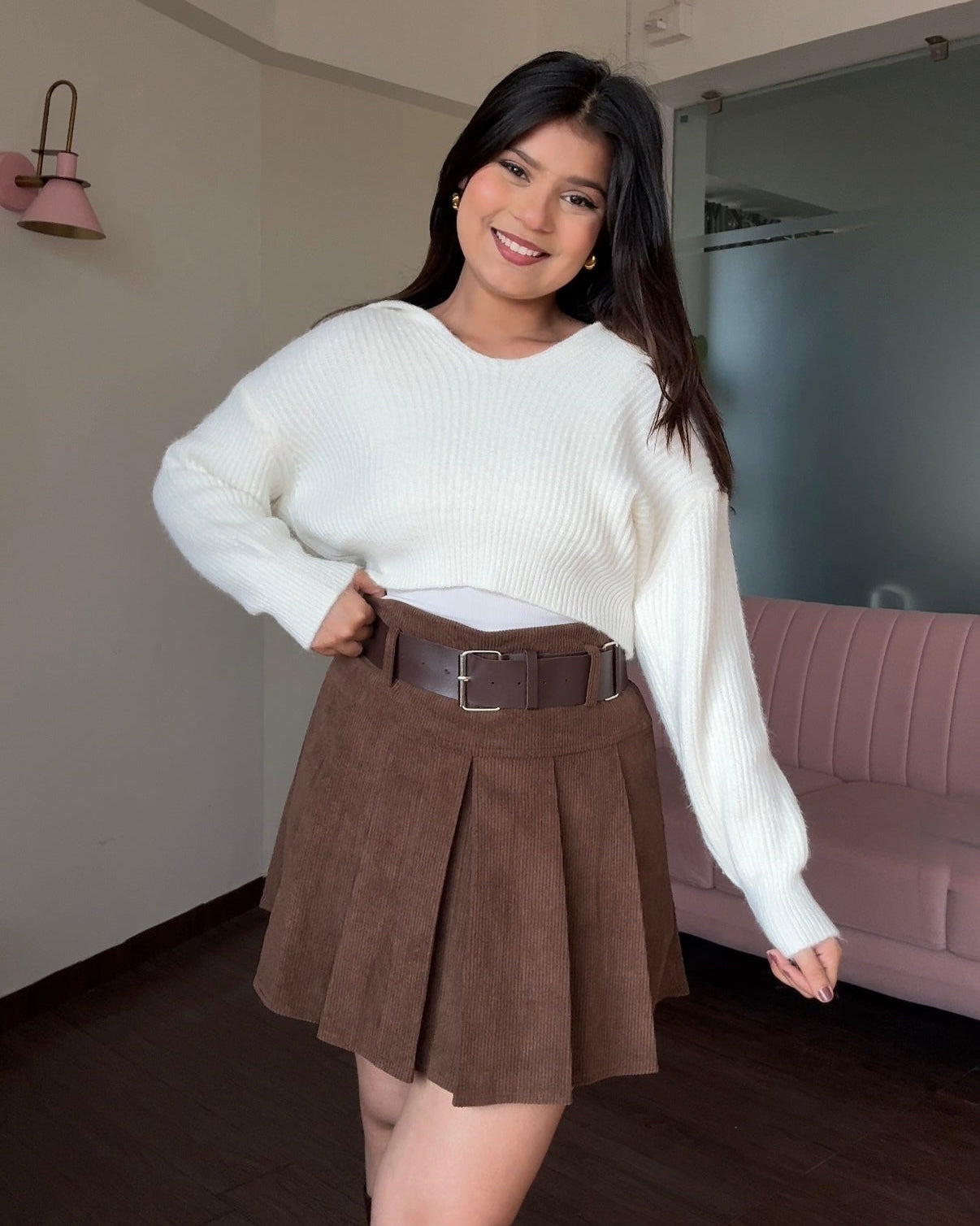 Baggy Cropped Sweater With Vest