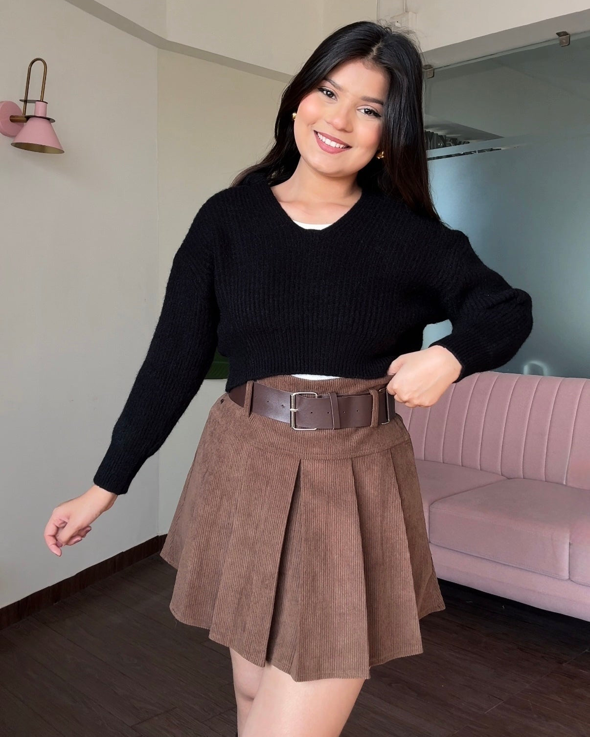 Baggy Cropped Sweater With Vest