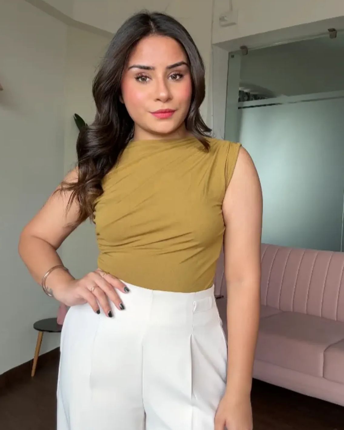 Cut Sleeves Draped Top