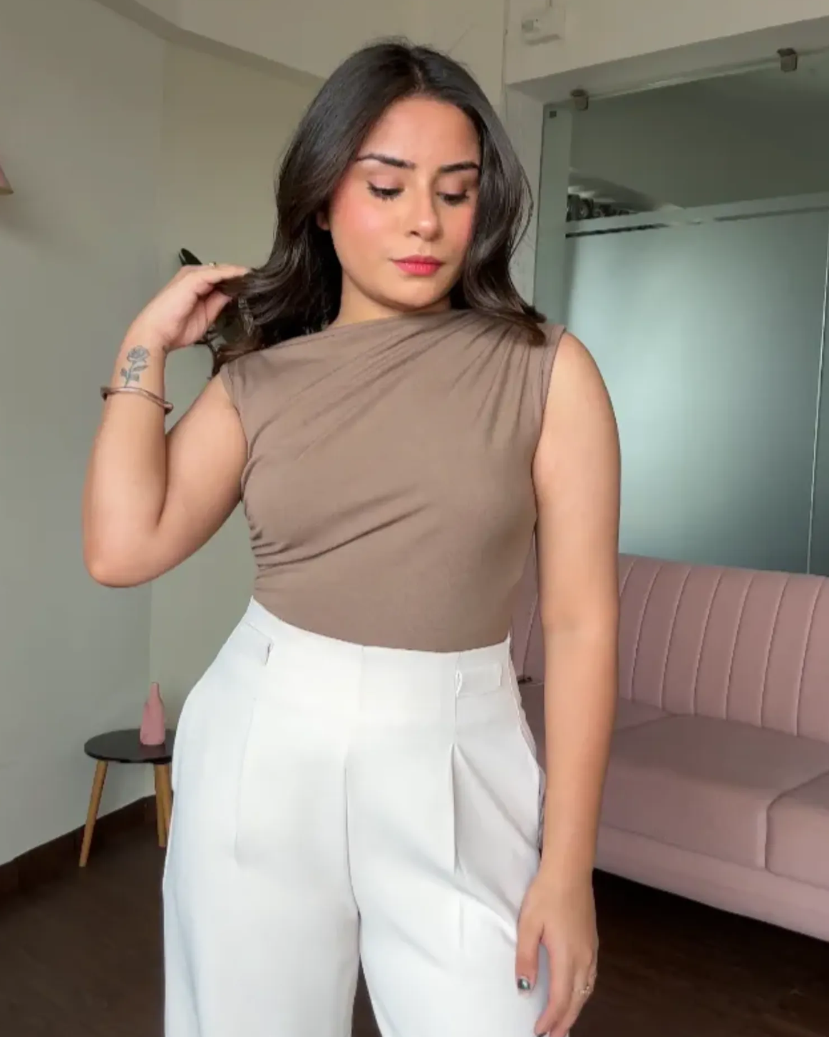 Cut Sleeves Draped Top