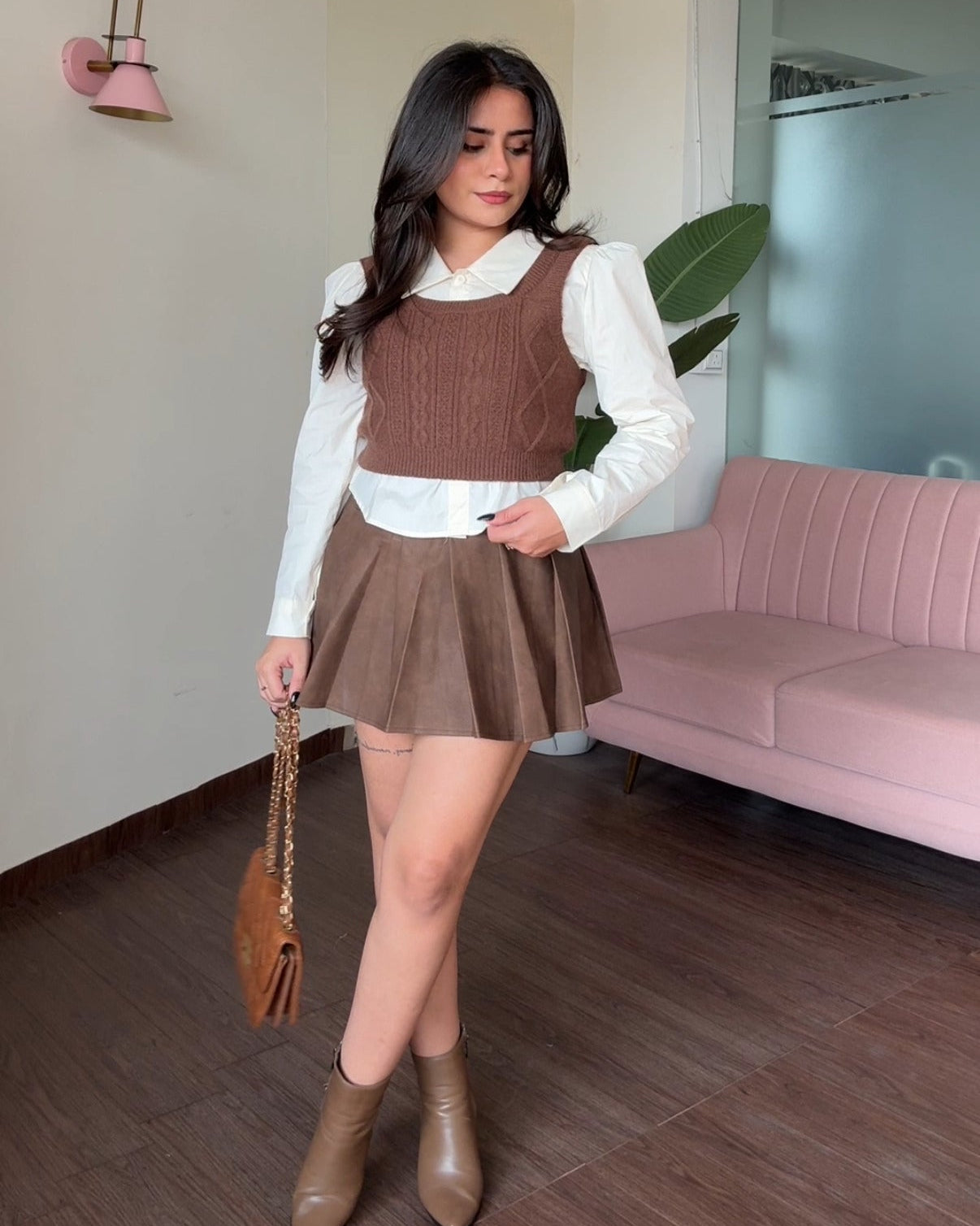 Textured Vest Detailing With Button Up Shirt