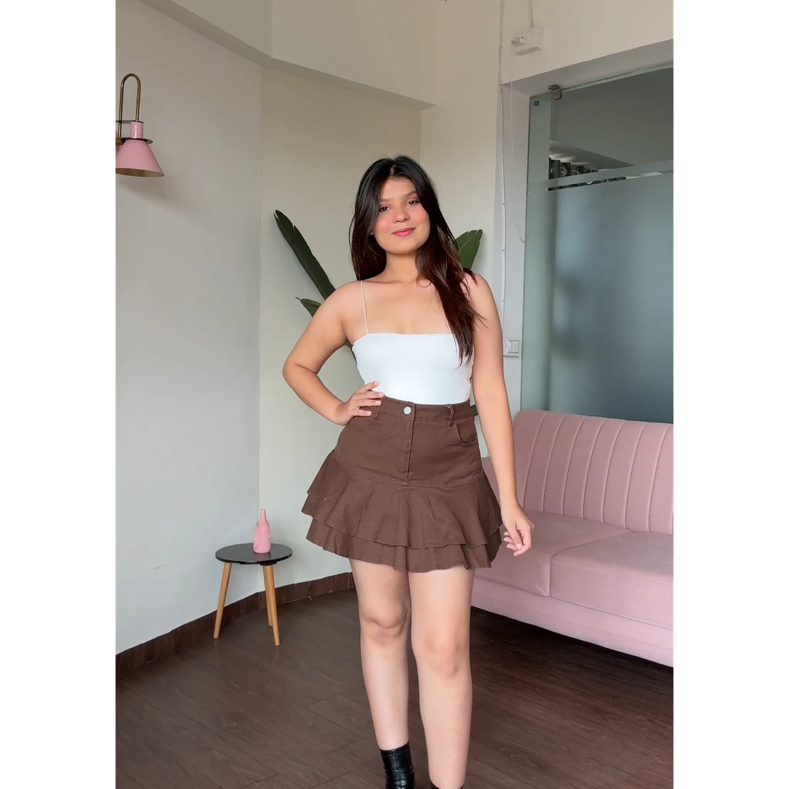 Flared Mini Denim Skirt