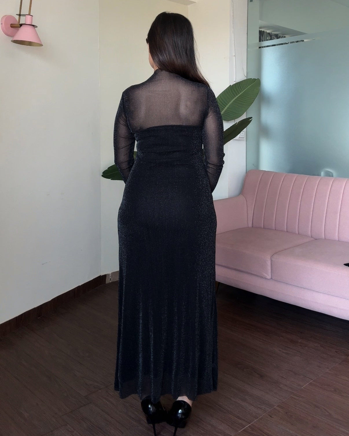 Shimmer Rhinestone Embellished Maxi Dress