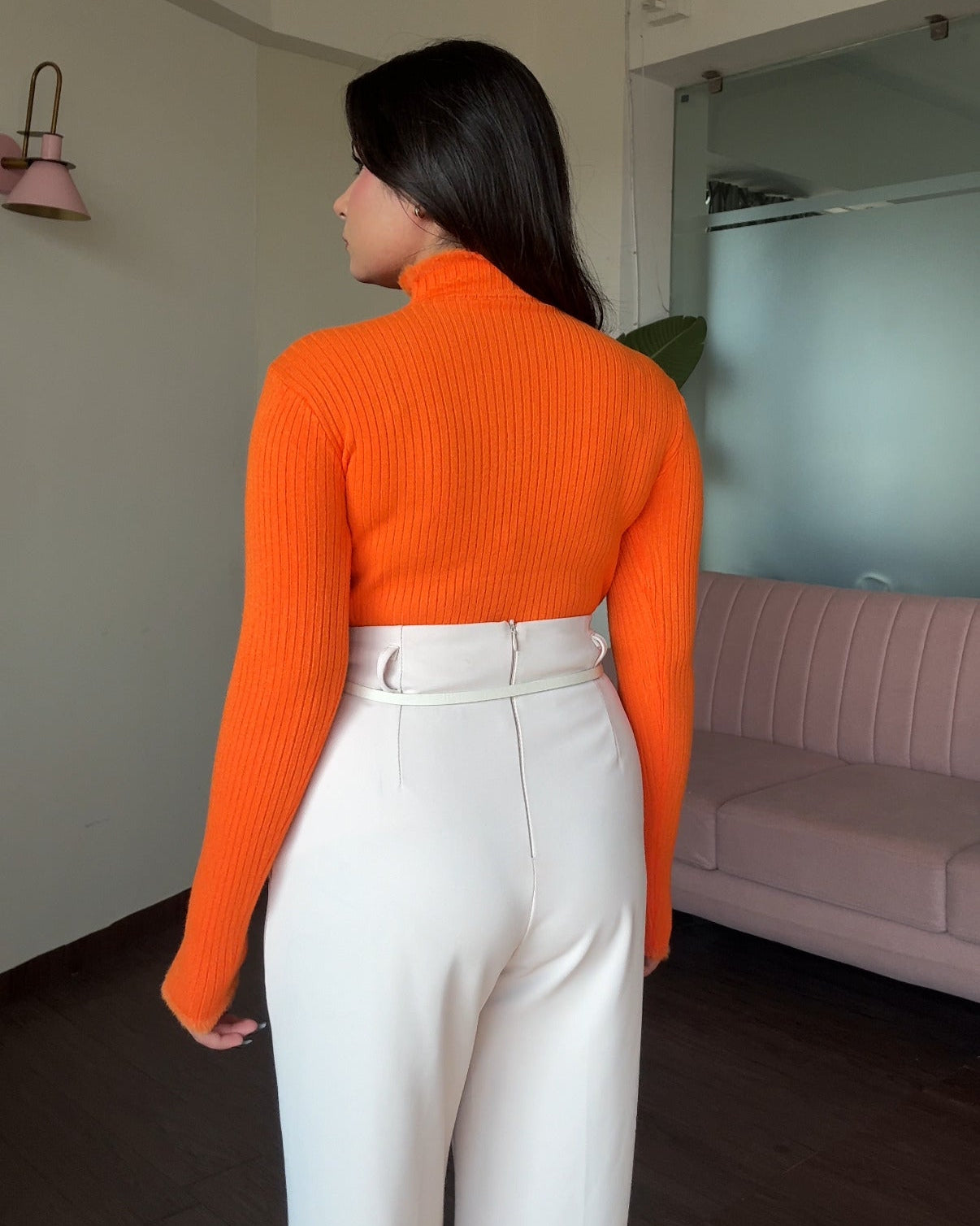 High Neck Button Detailing Fitted Winter Top