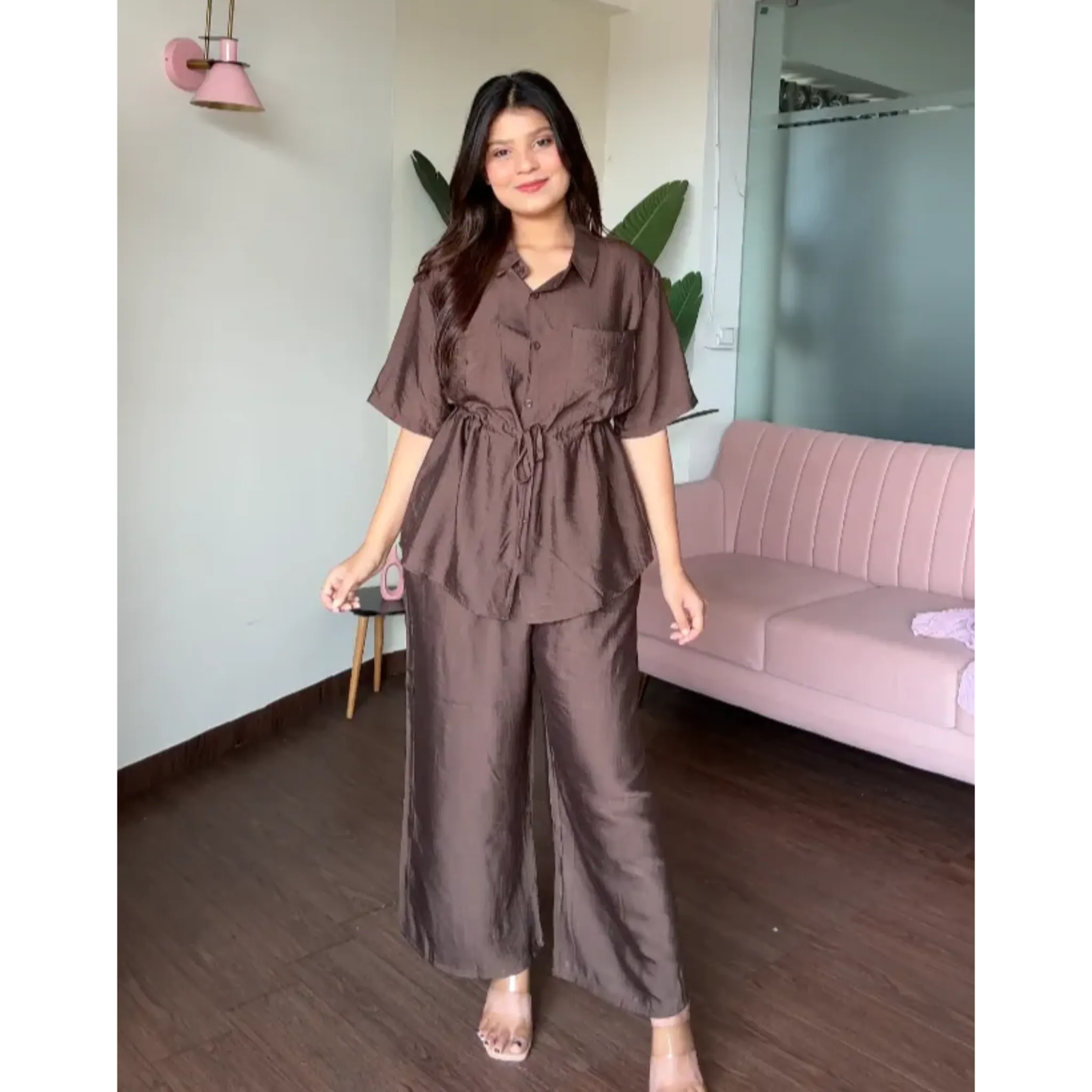 Waist Tie Up Modest Work Wear Co-Ord Set