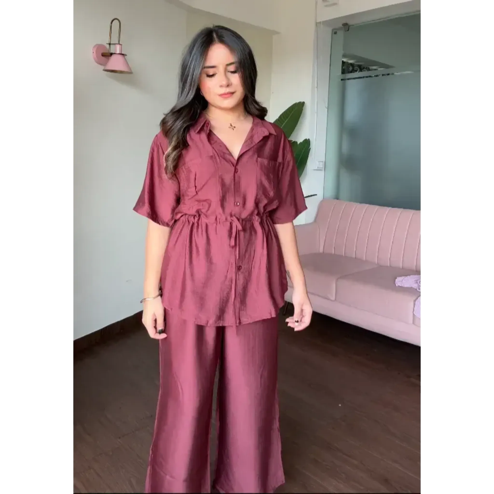 Waist Tie Up Modest Work Wear Co-Ord Set