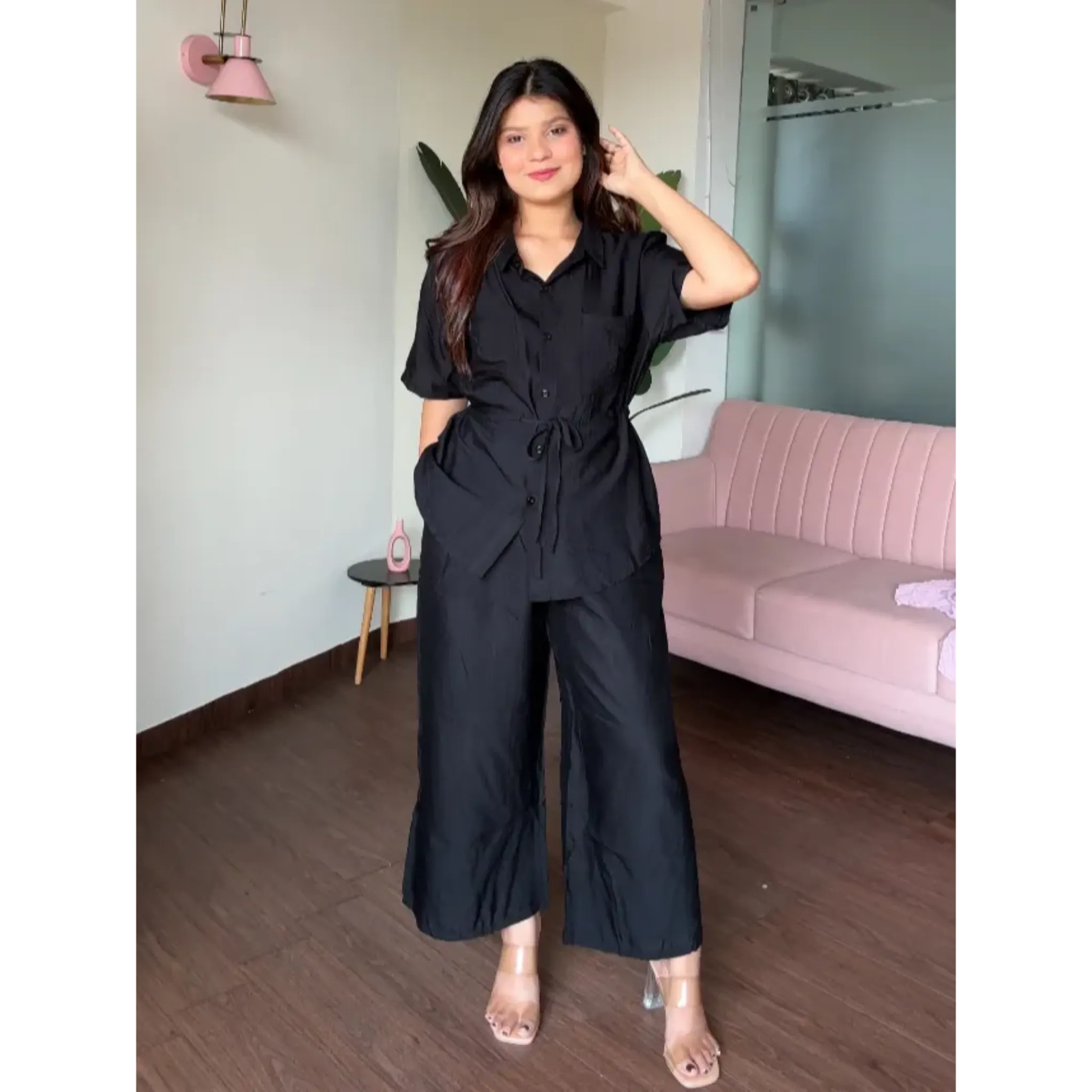 Waist Tie Up Modest Work Wear Co-Ord Set