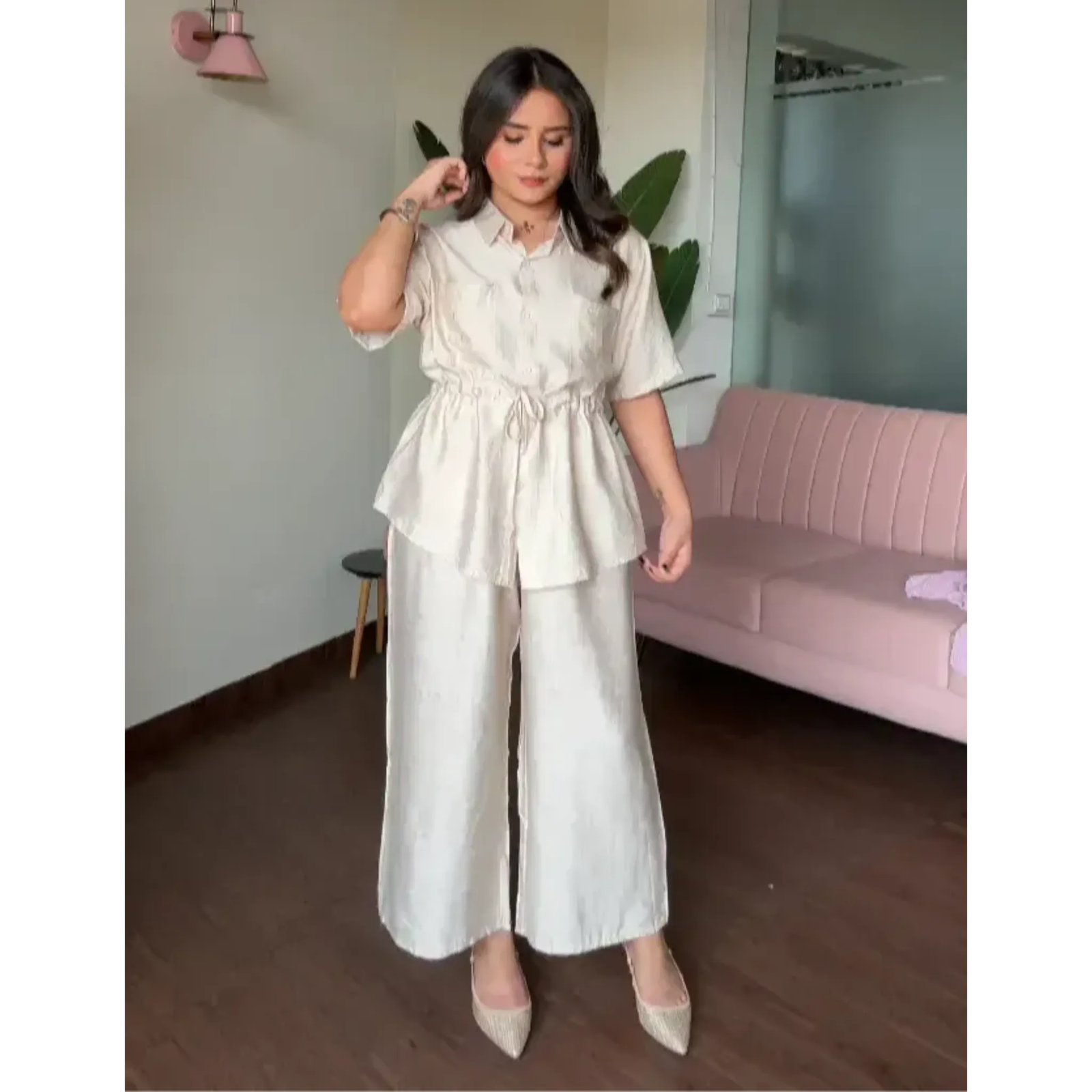 Waist Tie Up Modest Work Wear Co-Ord Set