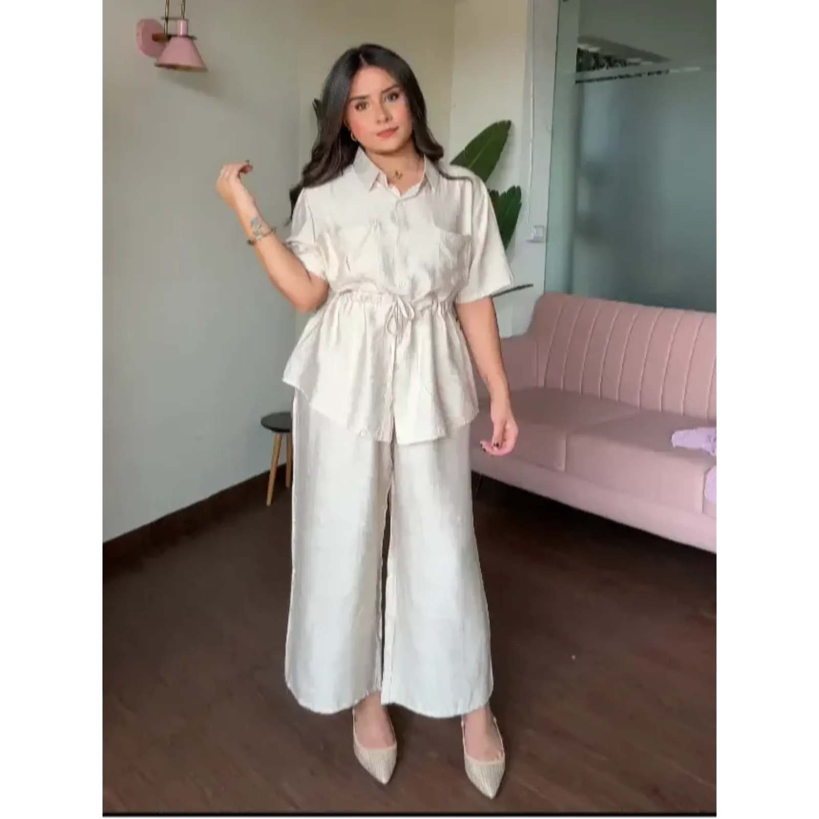 Waist Tie Up Modest Work Wear Co-Ord Set
