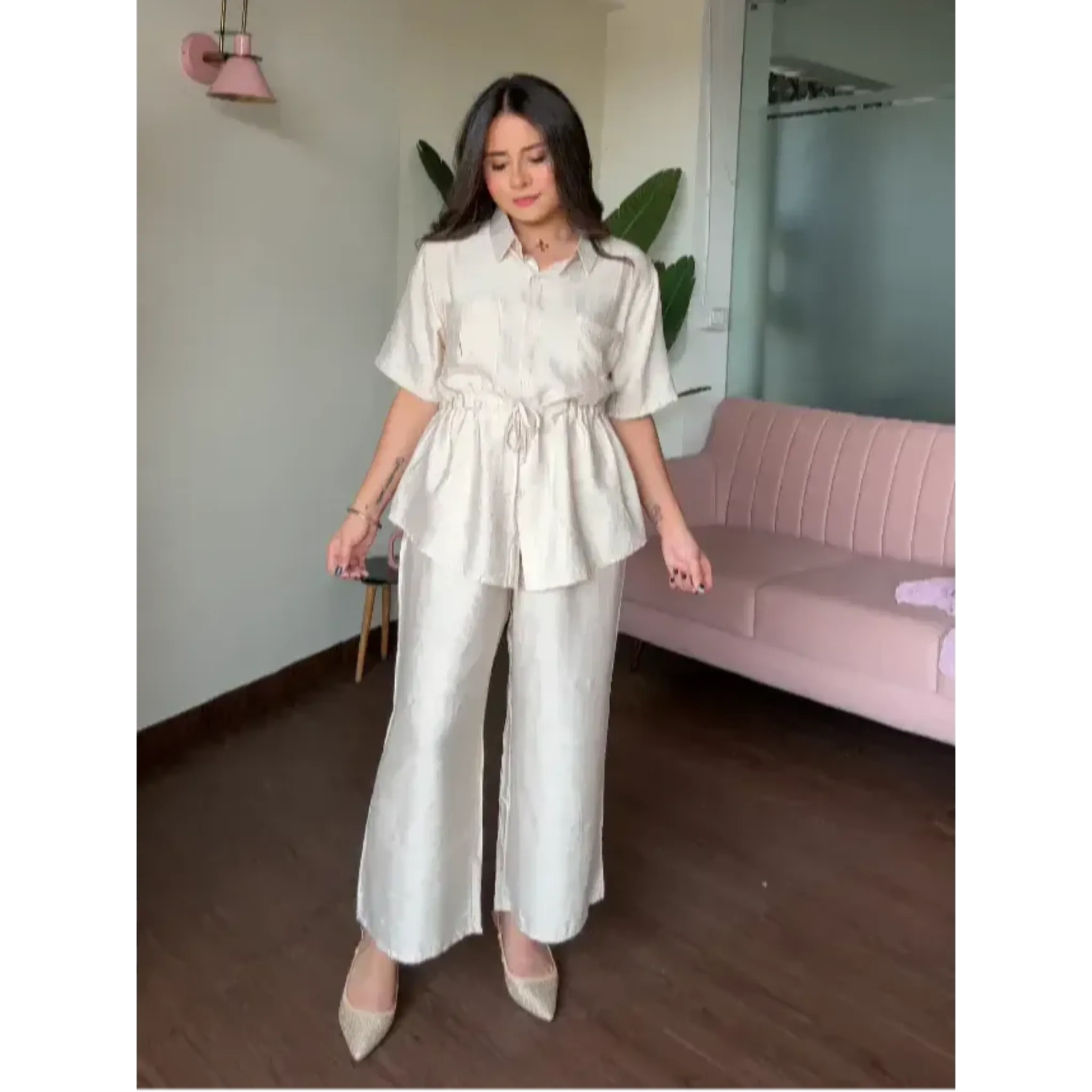 Waist Tie Up Modest Work Wear Co-Ord Set