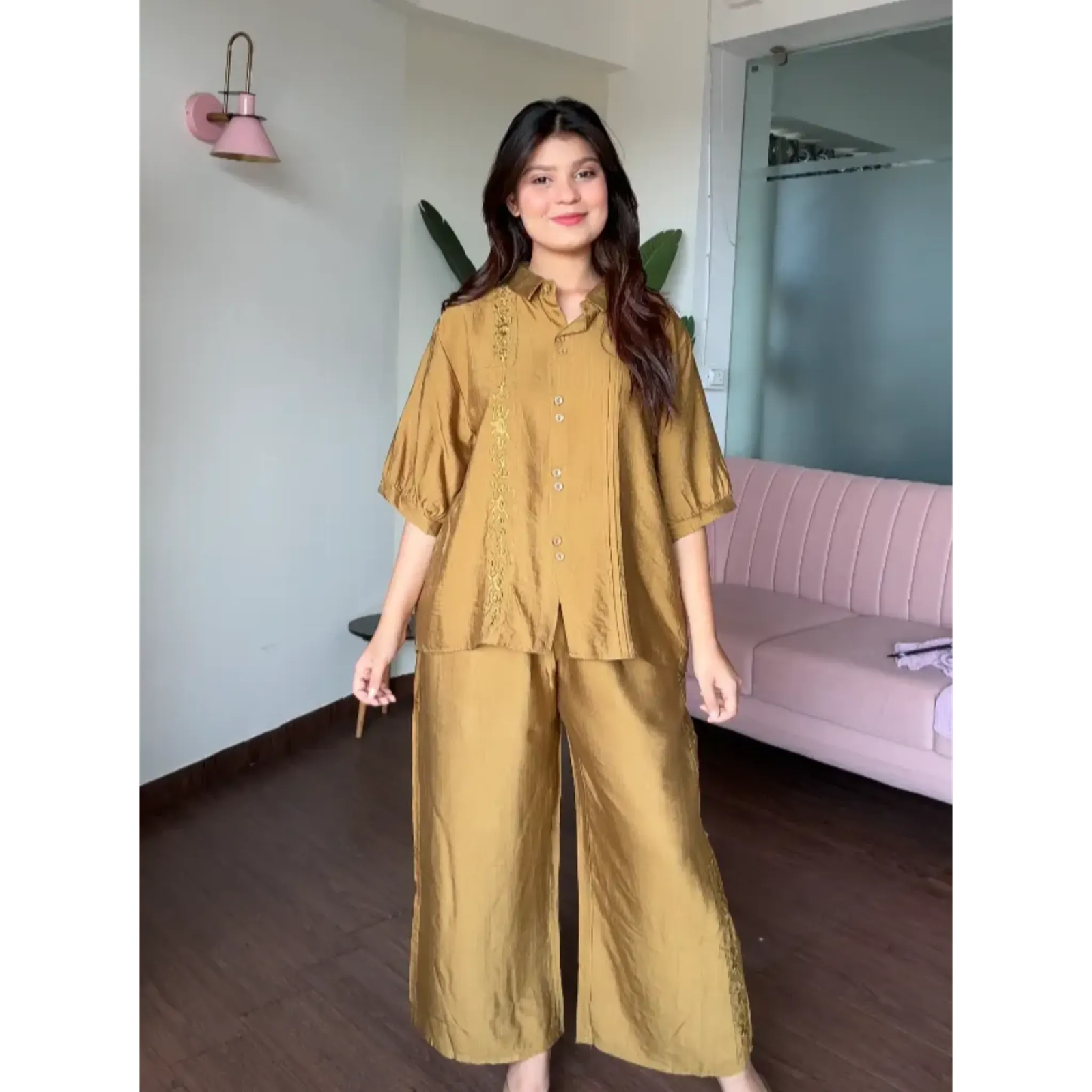 Embroided Cotton A Line Co-ord Set