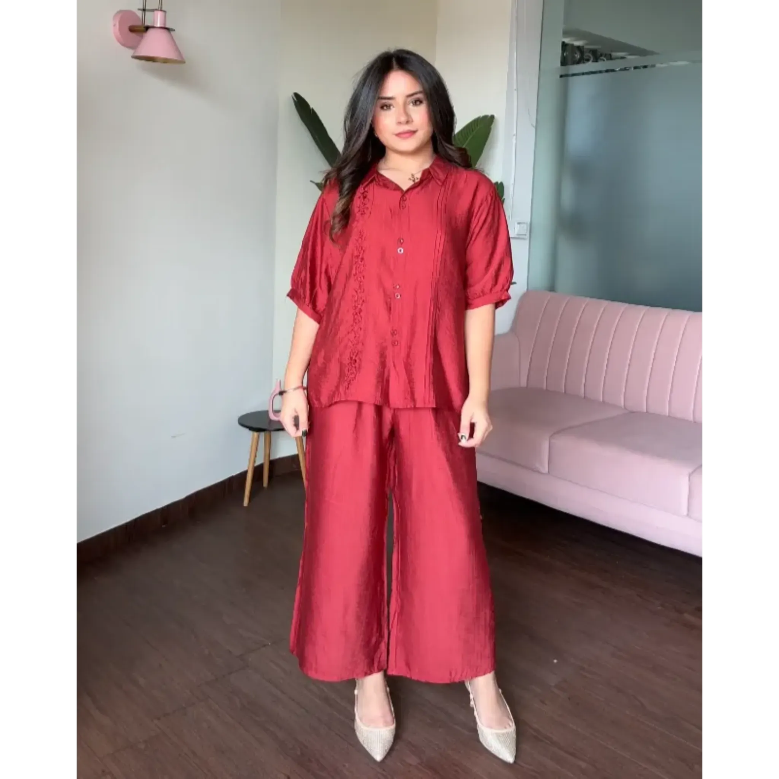 Embroided Cotton A Line Co-Ord Set