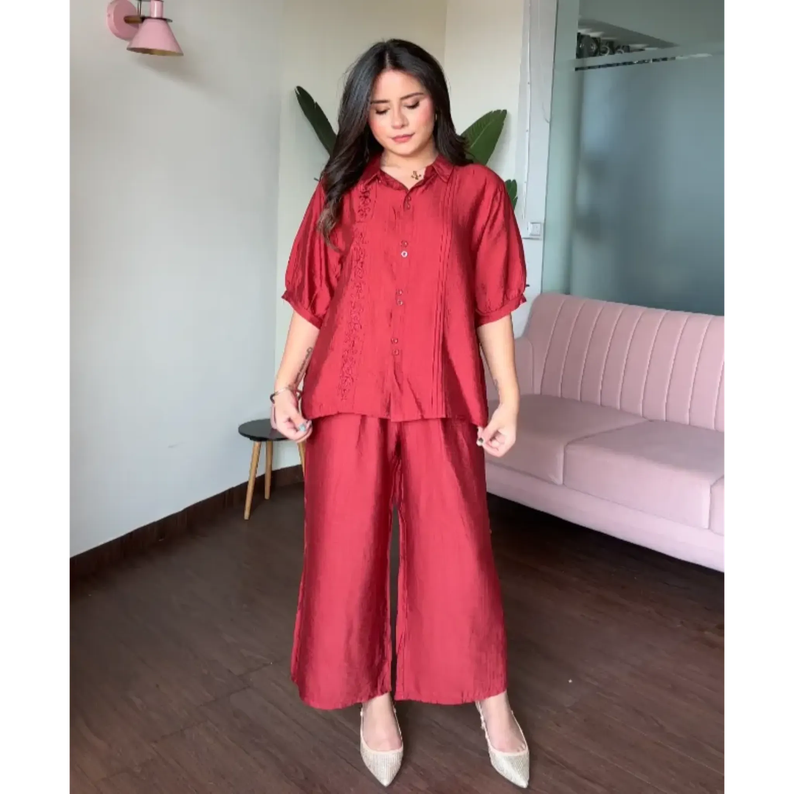 Embroided Cotton A Line Co-ord Set