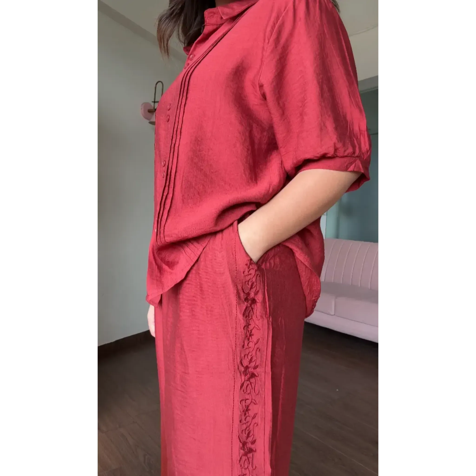 Embroided Cotton A Line Co-ord Set