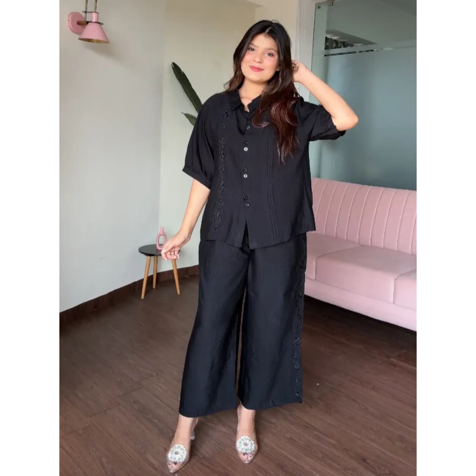 Embroided Cotton A Line Co-Ord Set