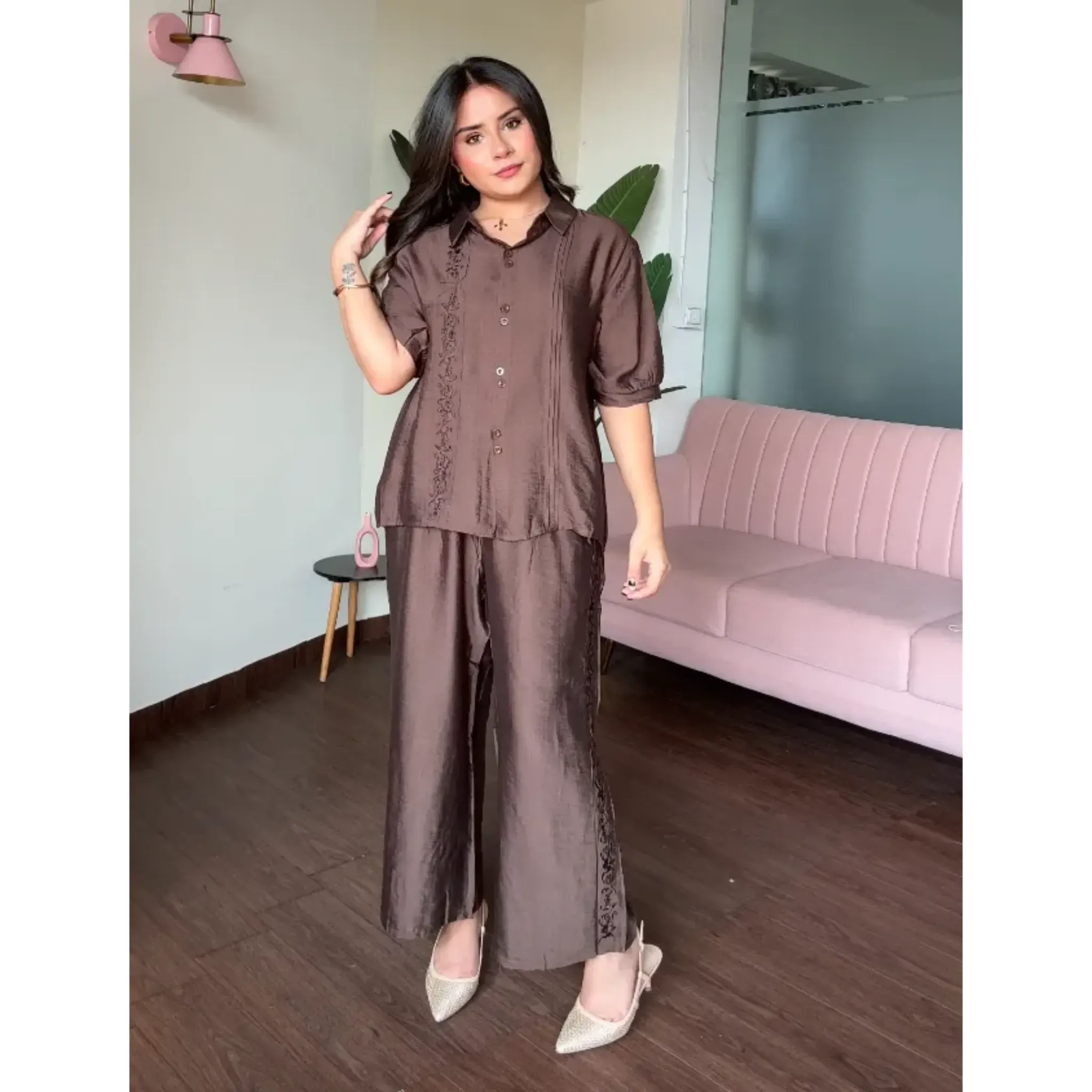 Embroided Cotton A Line Co-ord Set