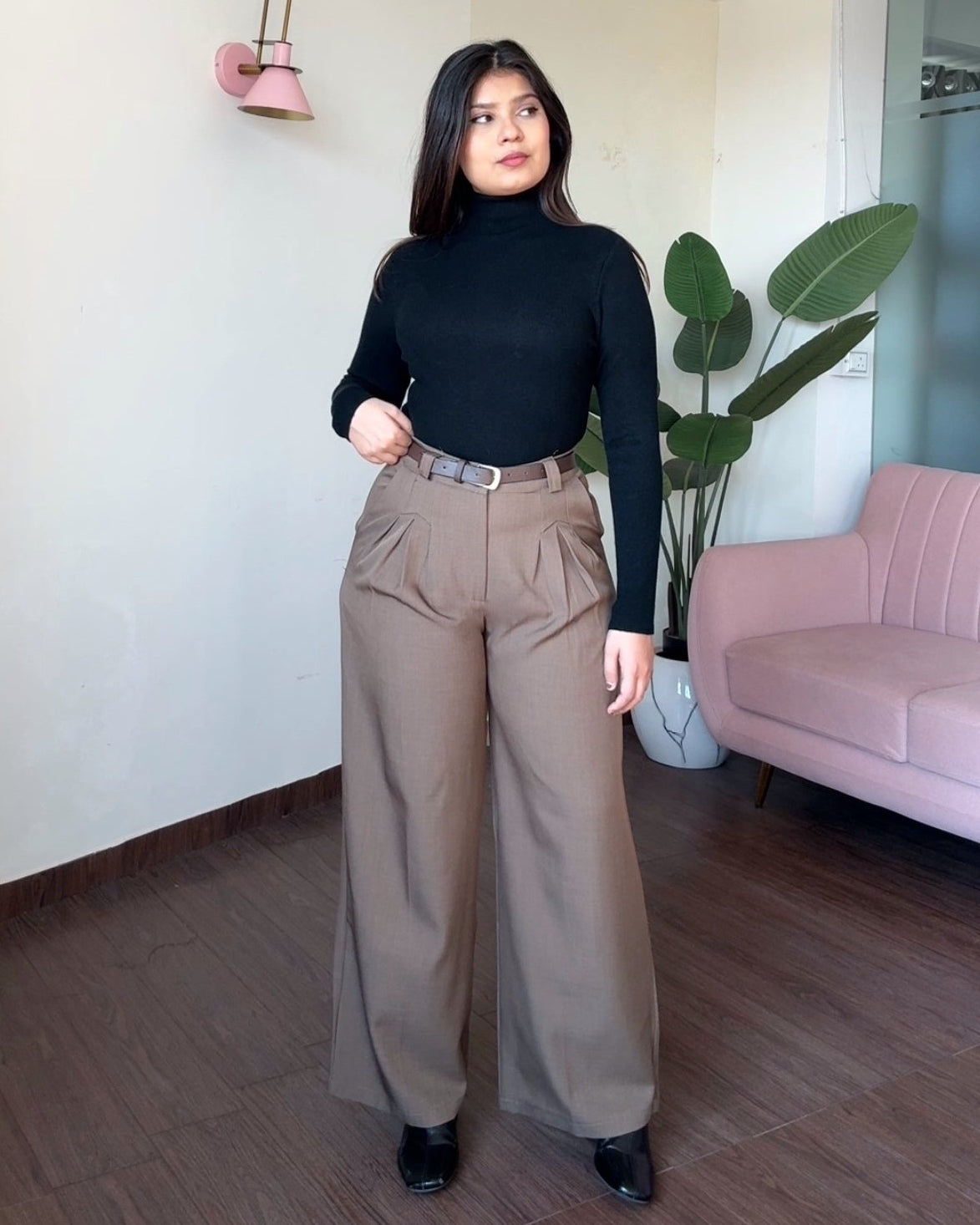 Wild Leg Pleated Trouser With Belt