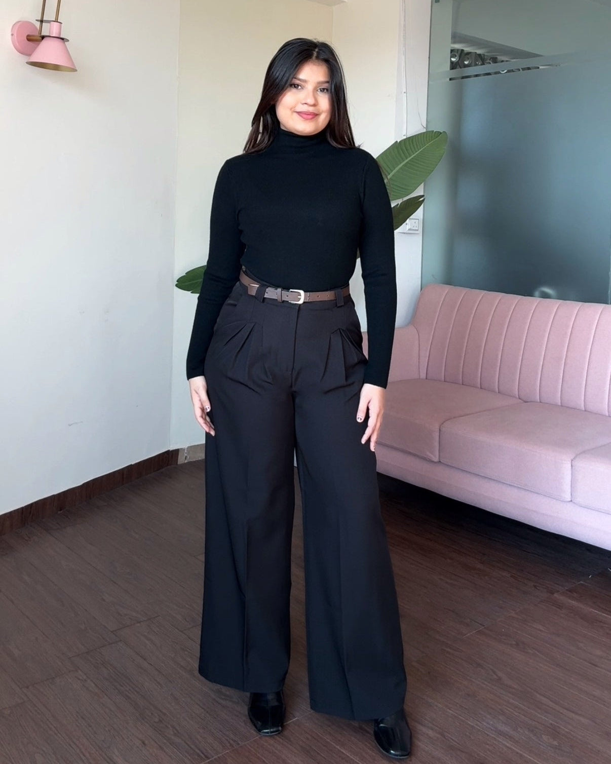 Wild Leg Pleated Trouser With Belt