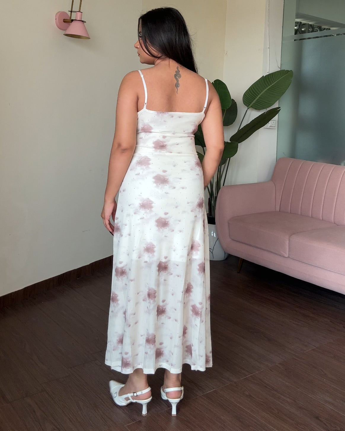 Rhinestone Detailing Floral Fit And Flare Dress With Shrug