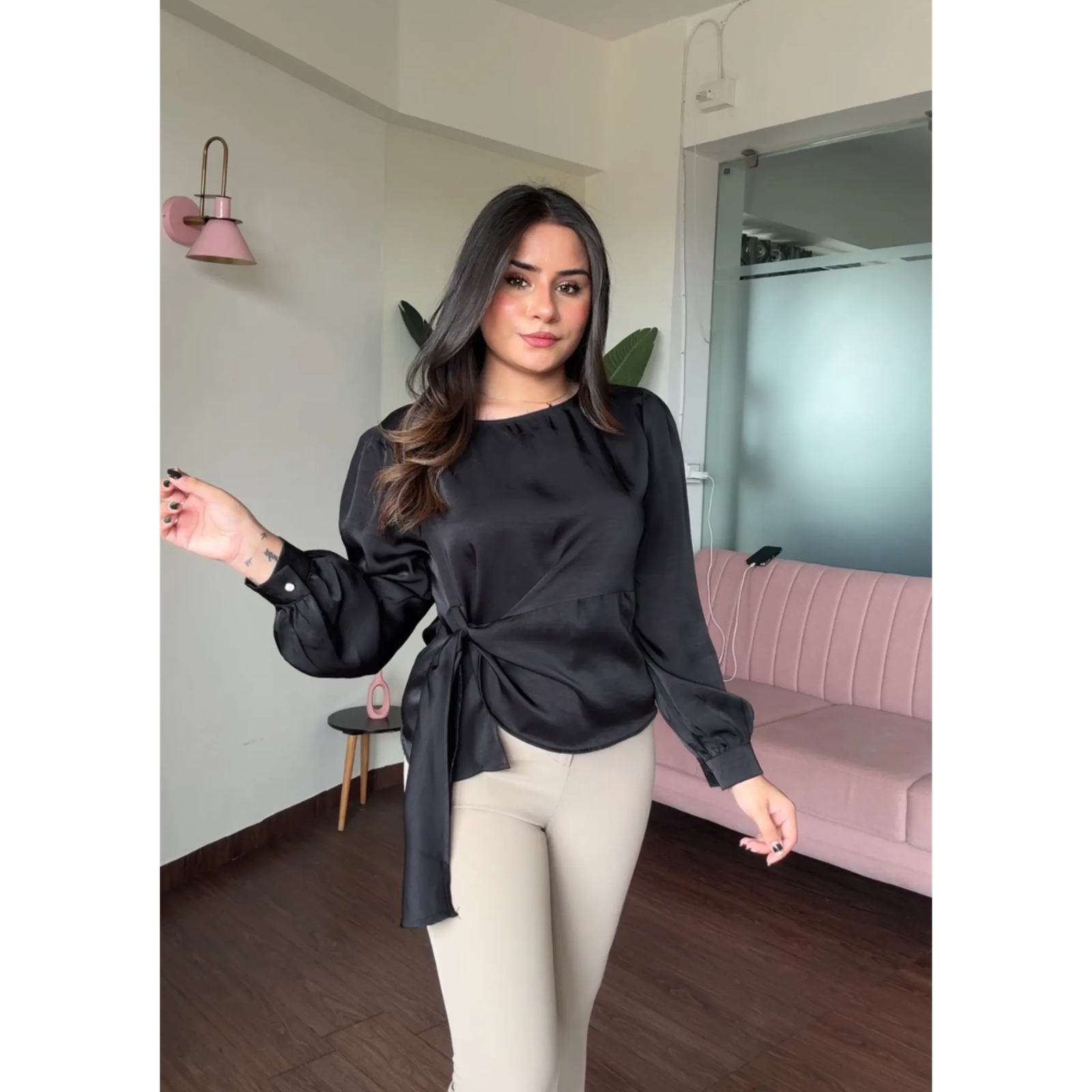 Wrap Style Satin Top