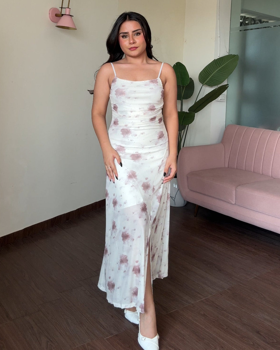 Rhinestone Detailing Floral Fit And Flare Dress With Shrug