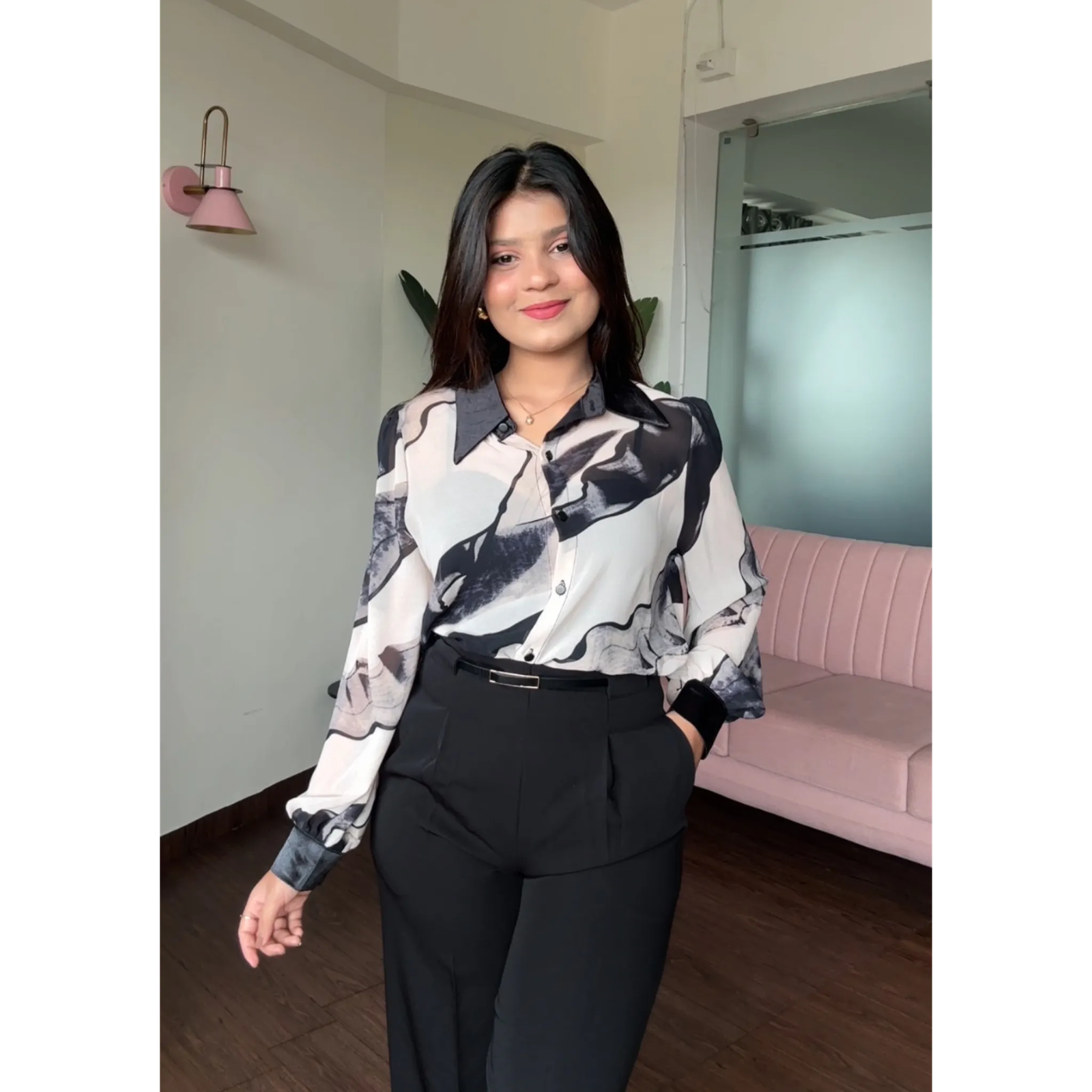 Abstract Chiffon Printed Shirt