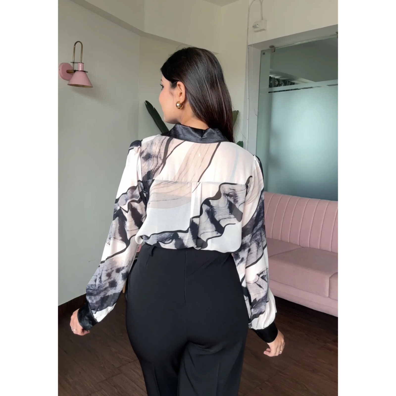 Abstract Chiffon Printed Shirt