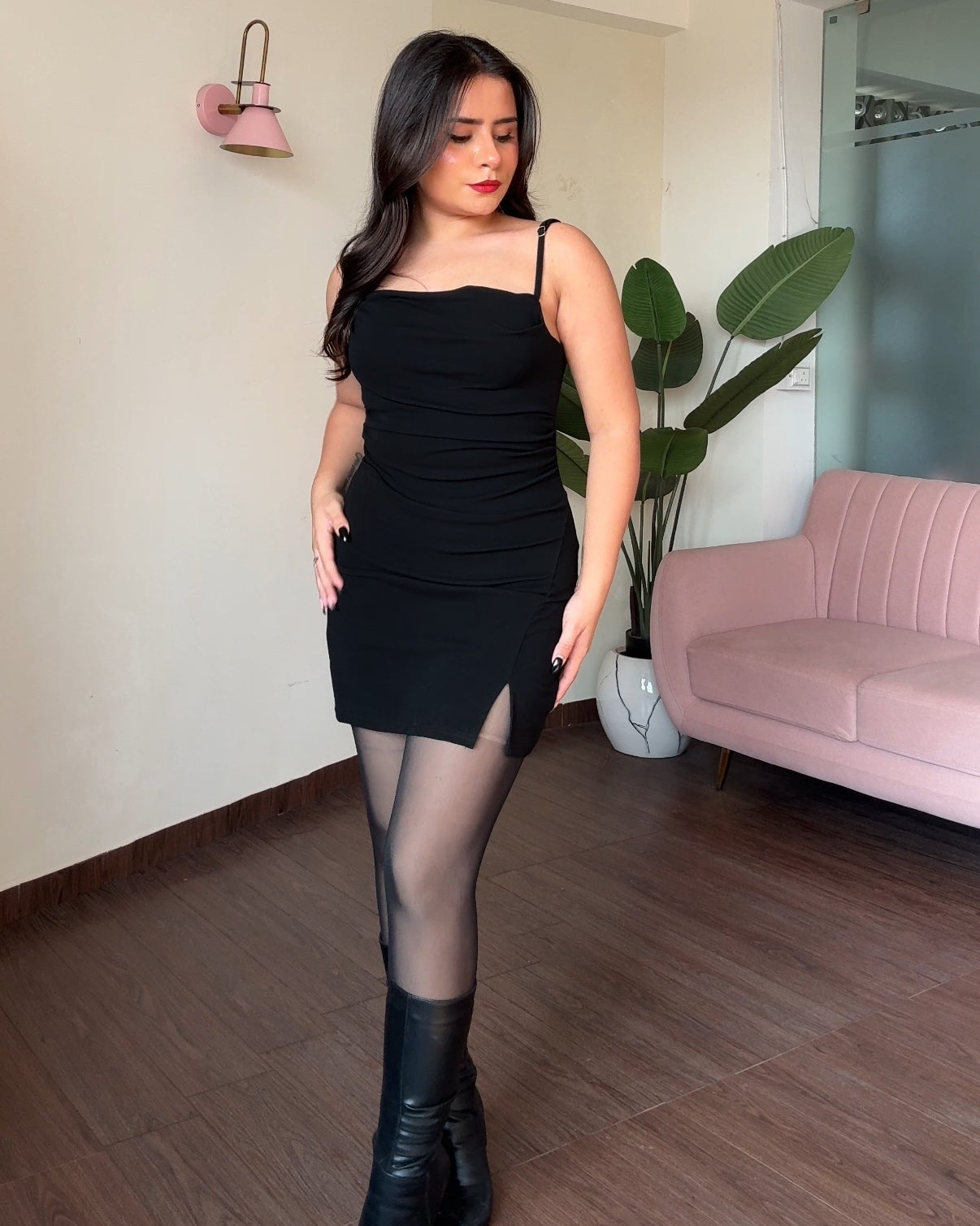 Padded Ruched Mini Dress