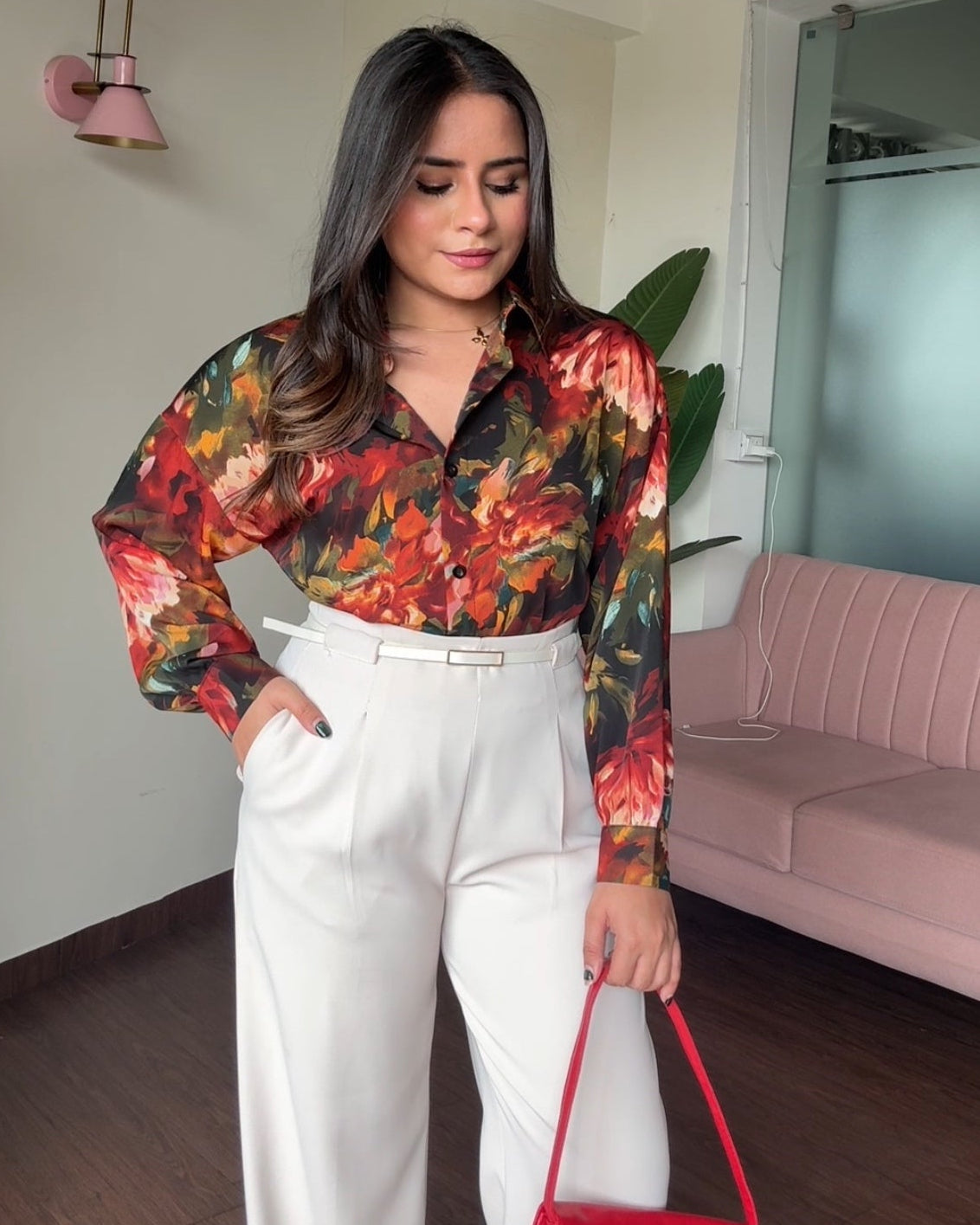 Printed Floral Crepe Full Sleeves Shirt