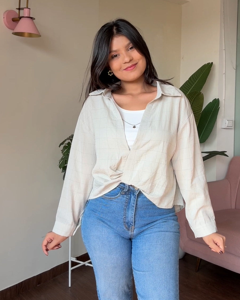 2 Piece Cotton Shirt And Cami Top Set