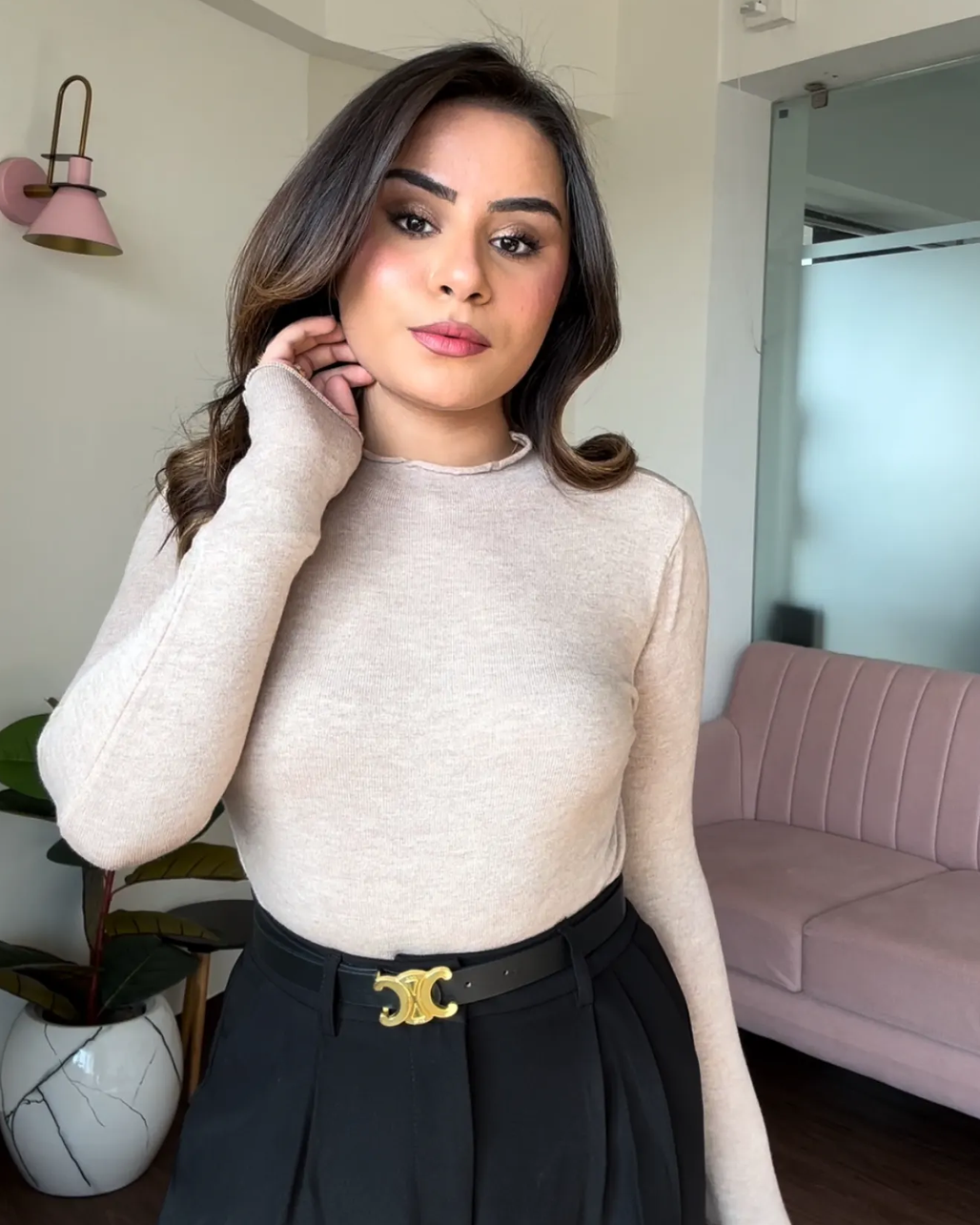 High Neck Bodycon Top