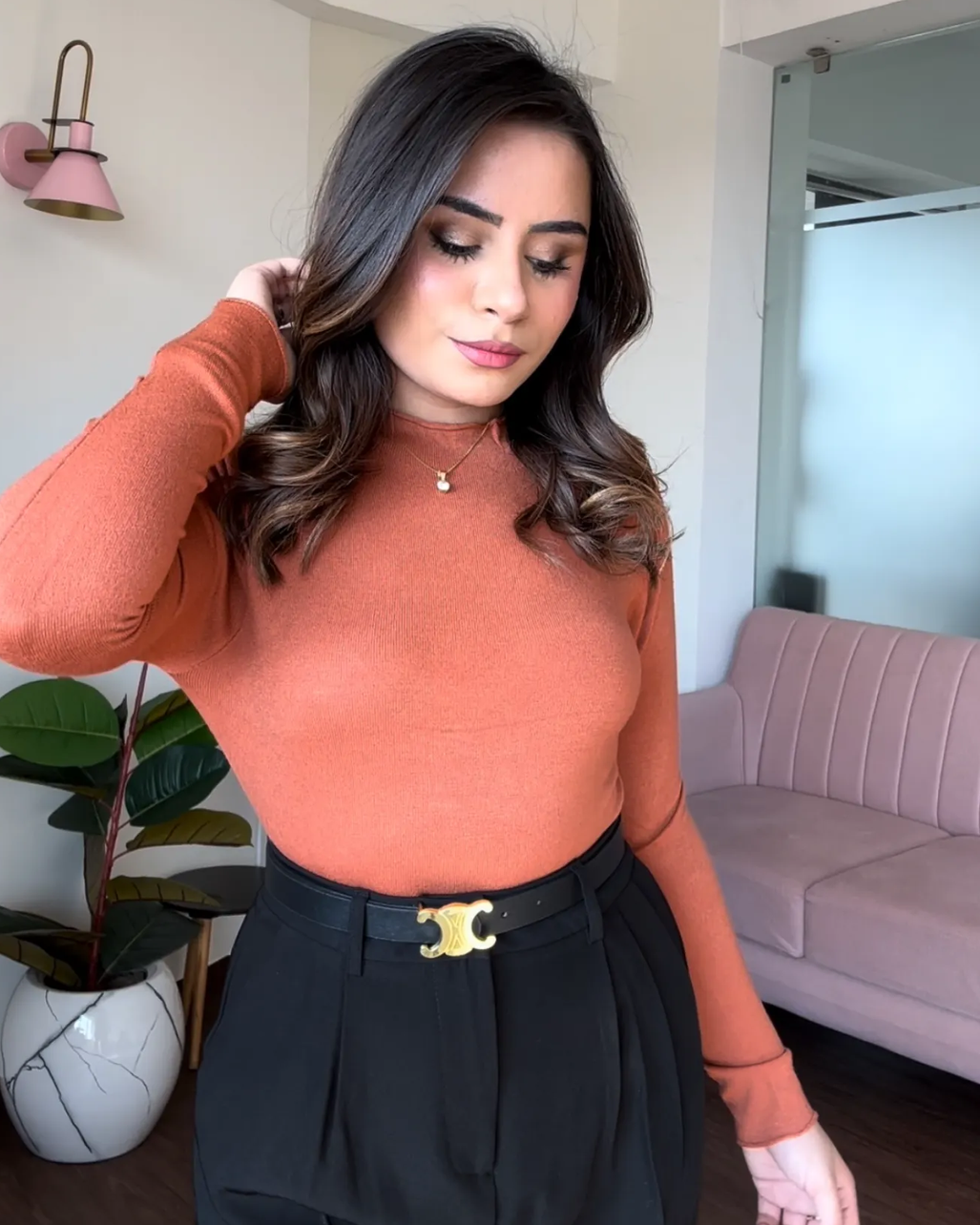 High Neck Bodycon Top