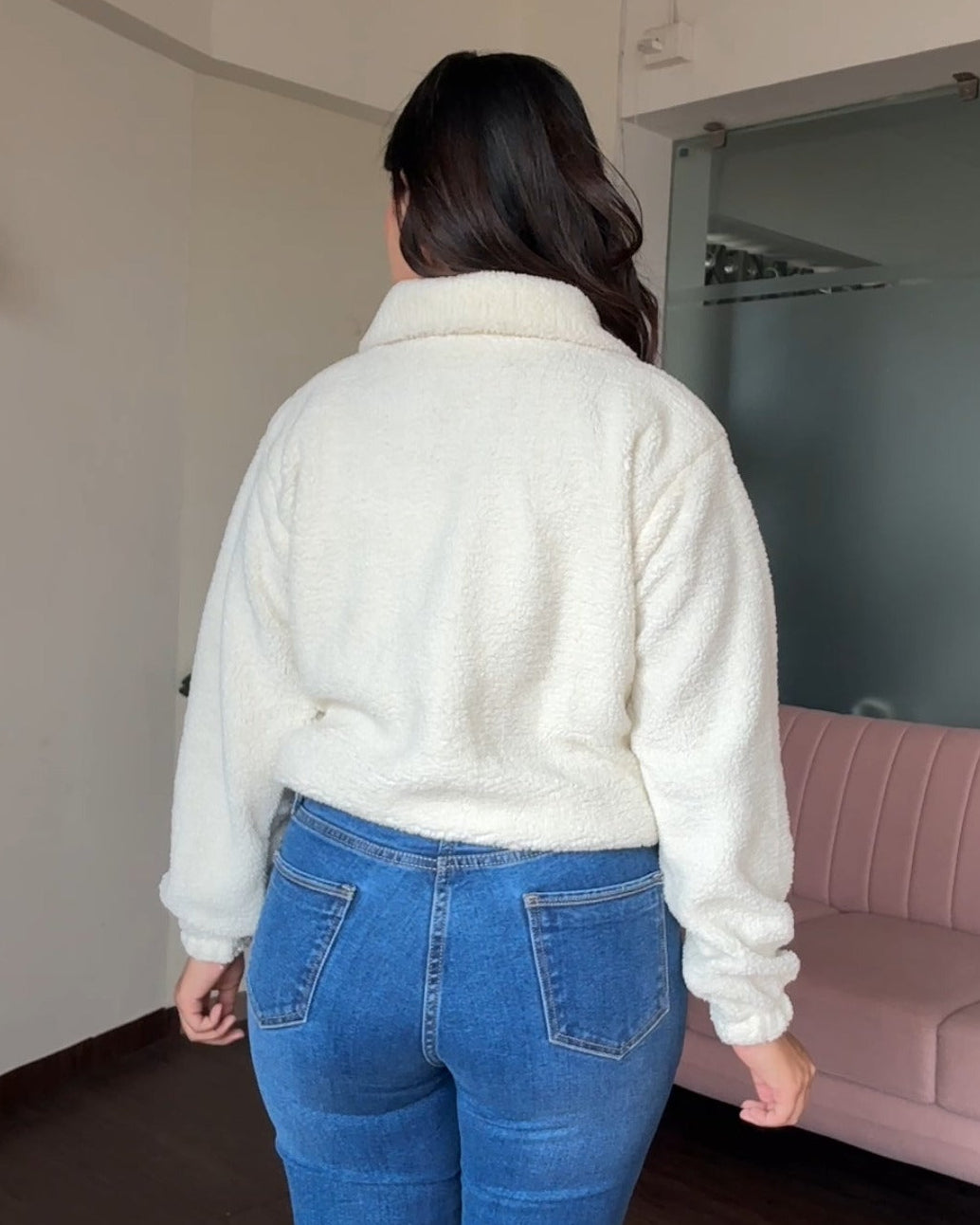 Classic White Teddy Zip Up Jacket