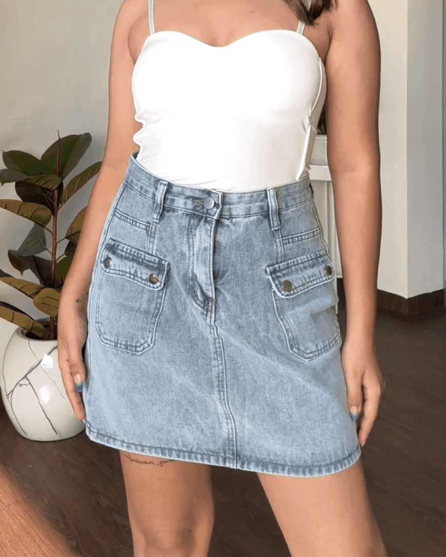 Cargo Denim Skirt