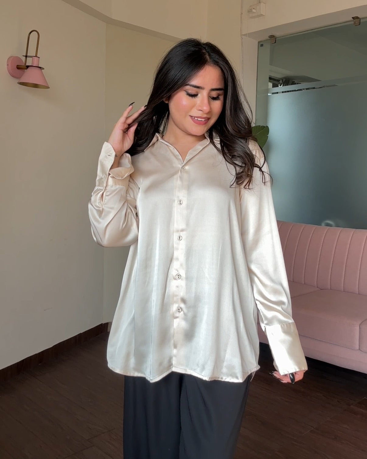 Champagne Satin Shirt