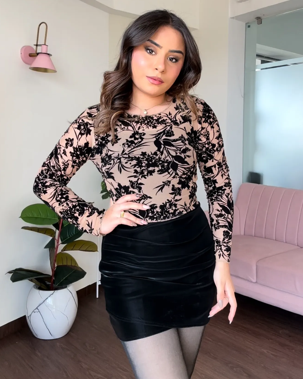 Sheer Velvet Mesh Top