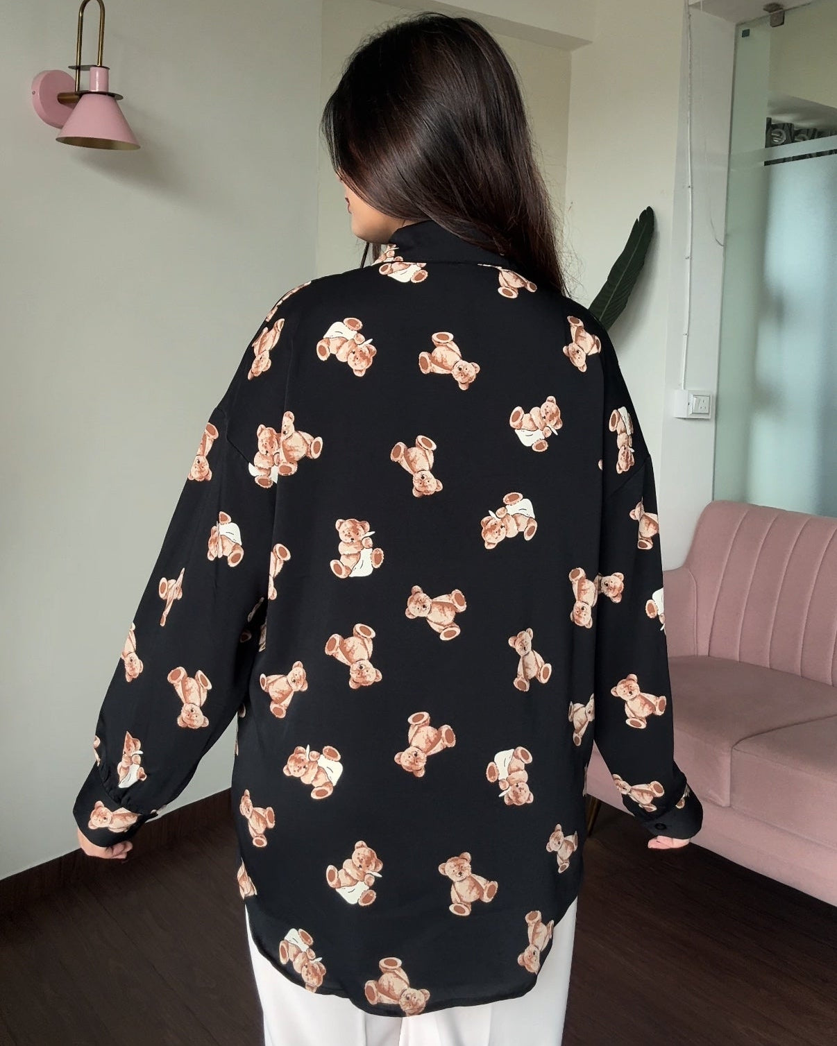 Teddy Print Crepe Shirt