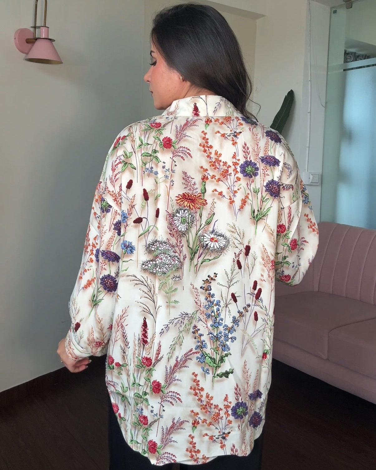 Printed Ivory Garden Crepe Full Sleeves Shirt