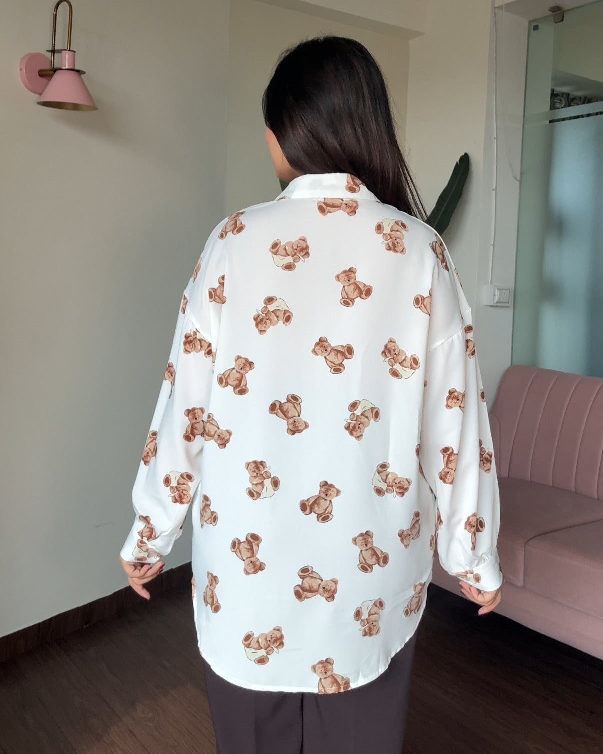 Teddy Print Crepe Shirt