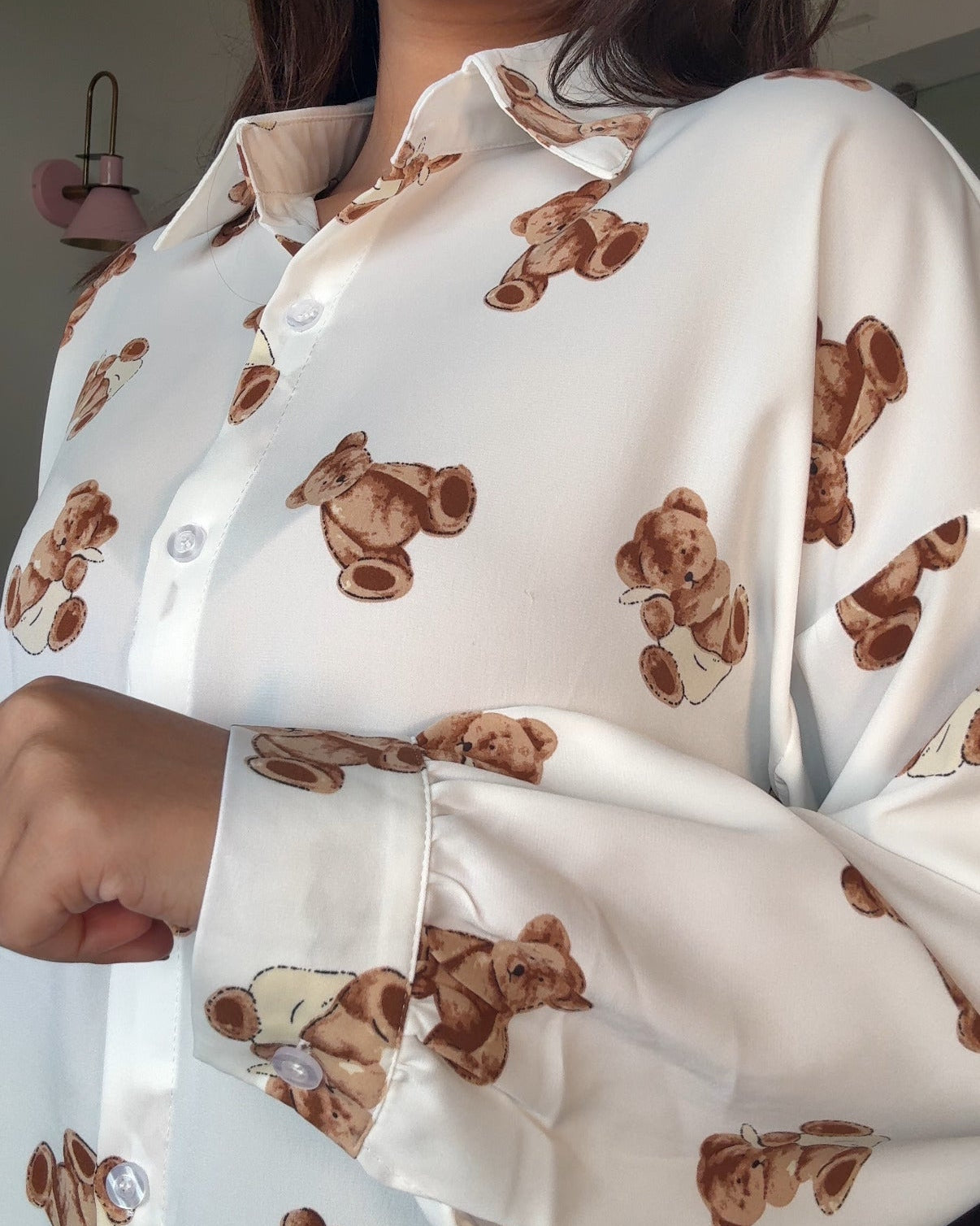 Teddy Print Crepe Shirt