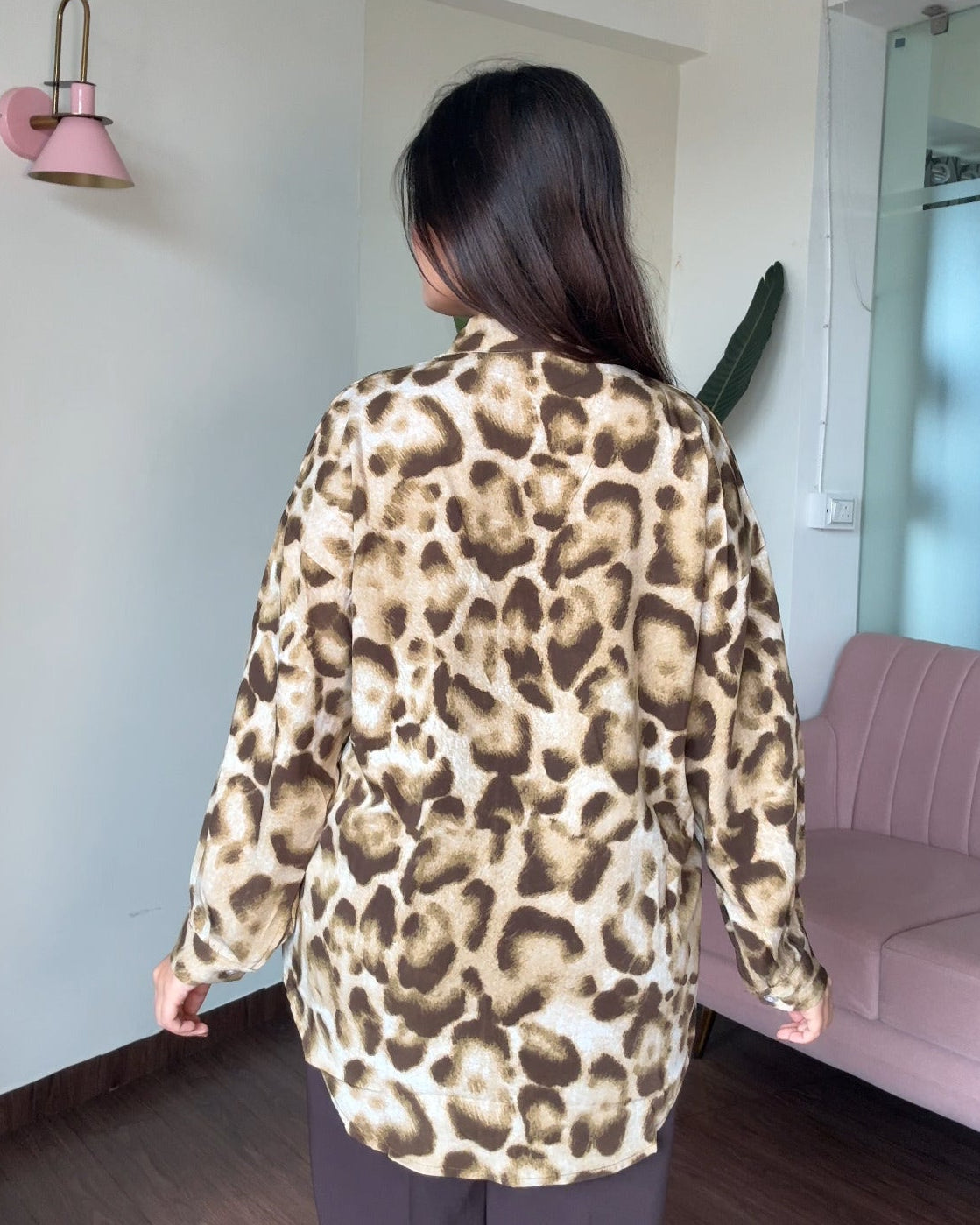 Cheetah Printed Crepe Full Sleeves Shirt