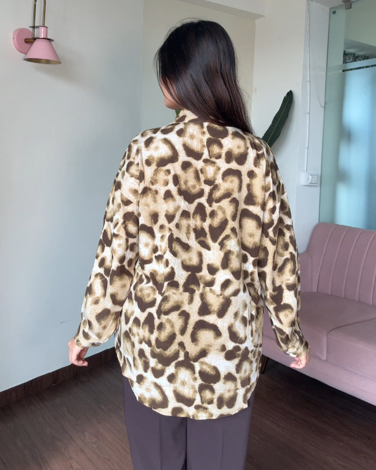 Cheetah Printed Crepe Full Sleeves Shirt