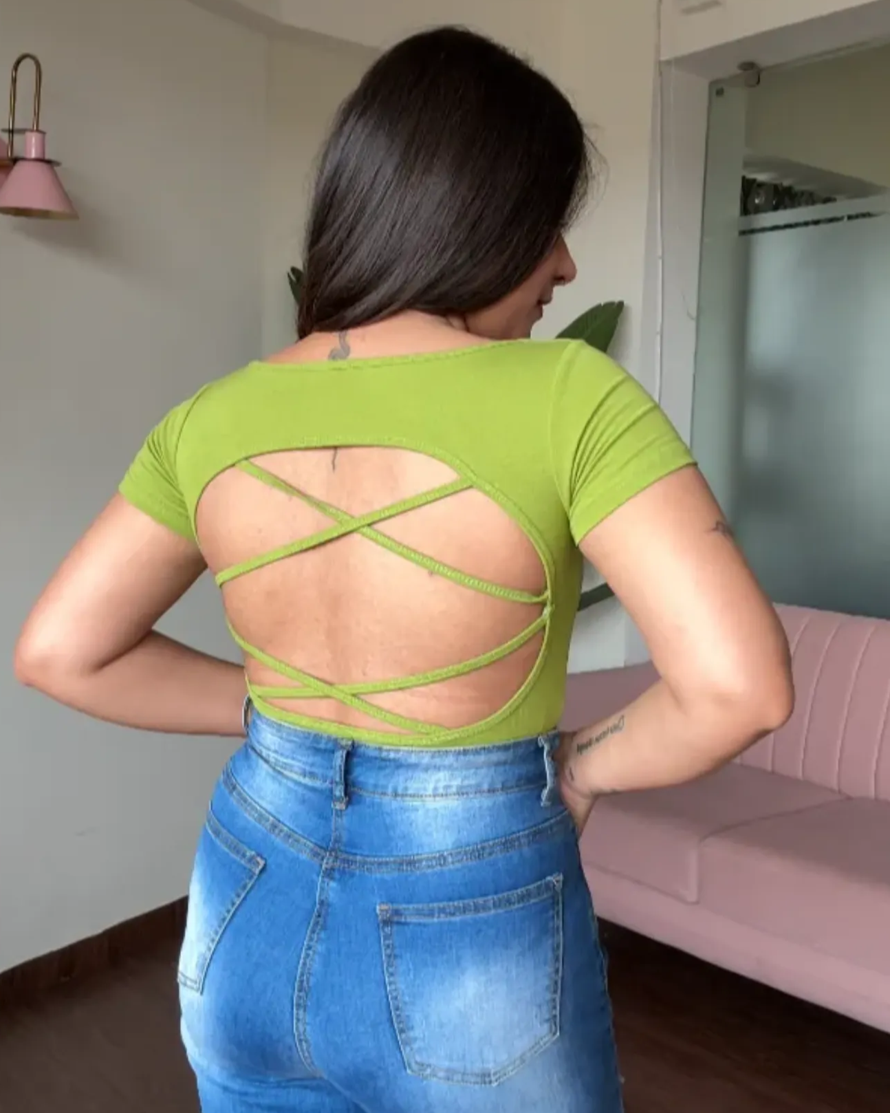 Padded Backless CrissCross Top