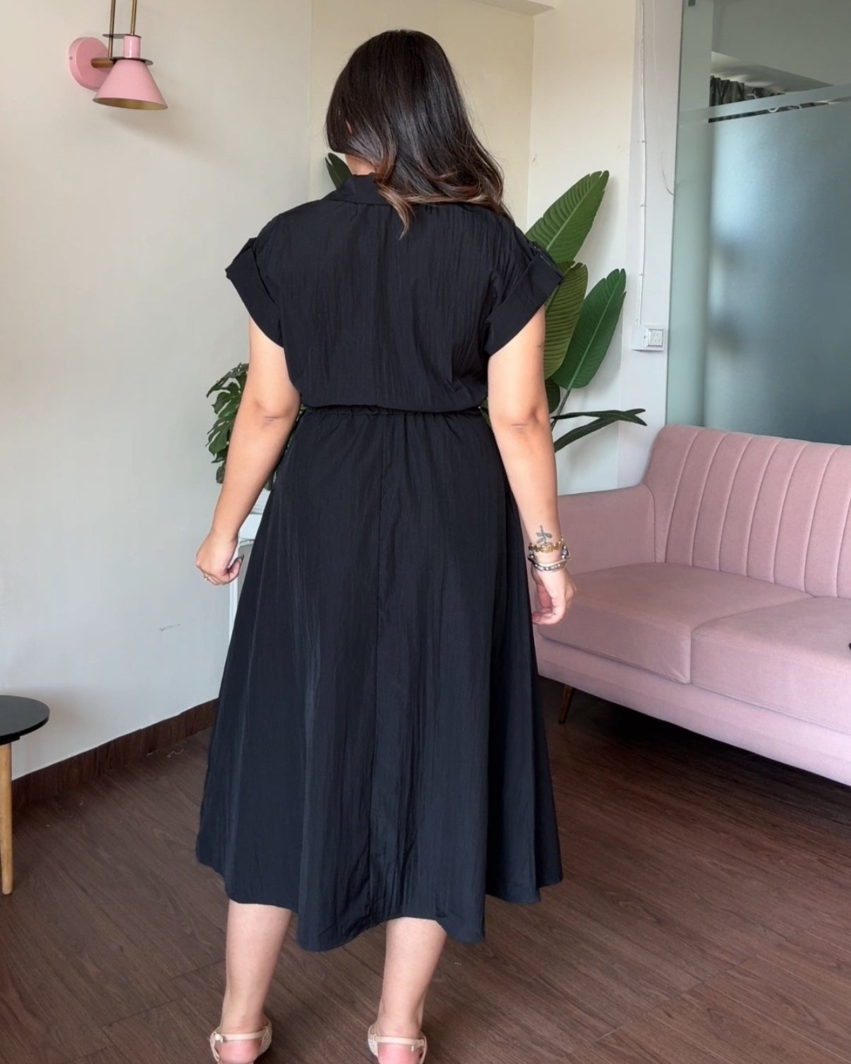 Pure Cotton Adjustable Waist Shirt Dress