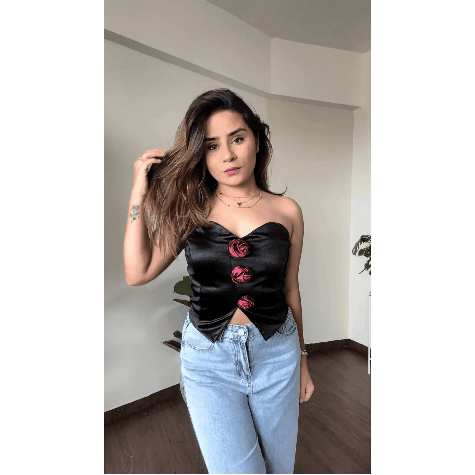 Satin Rose Tube Top