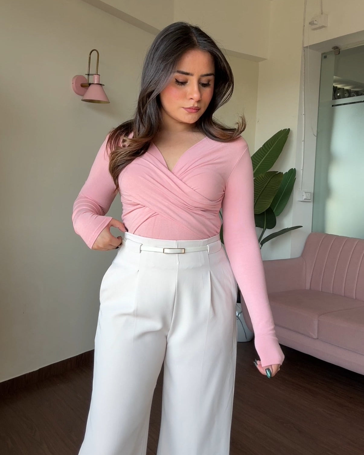 Overlap Top & Straight Fit Pants