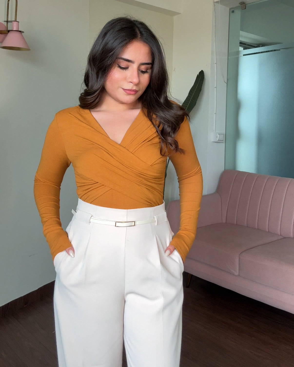 Overlap Top & Straight Fit Pants