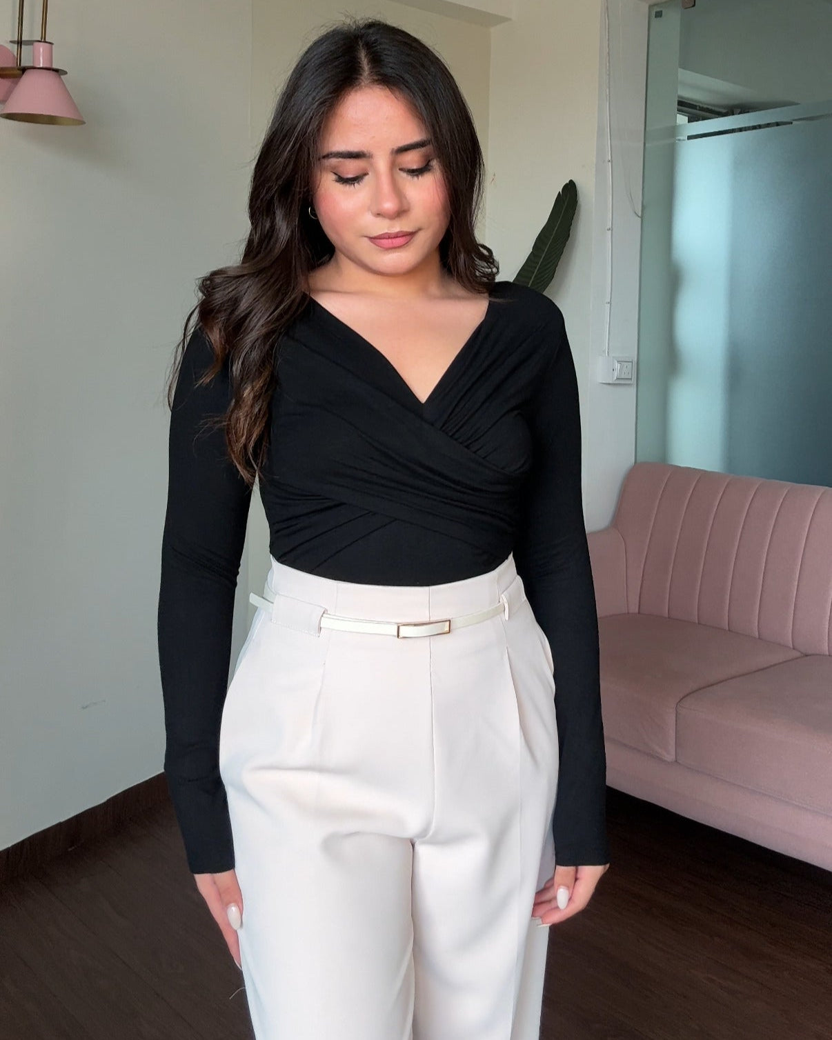 Overlap Top & Straight Fit Pants