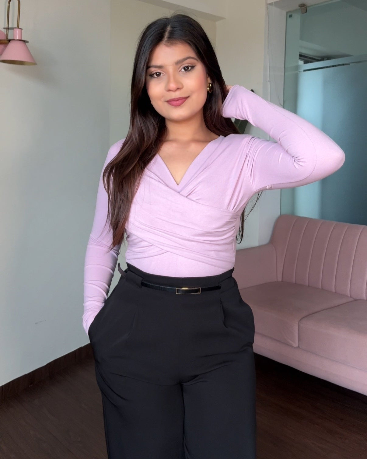 Overlap Top & Straight Fit Pants